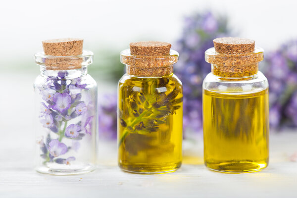 Lavender flowers with essential oil
