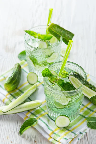 Glasses of fresh,home-made  fresh cucumber juice — Stock Photo, Image