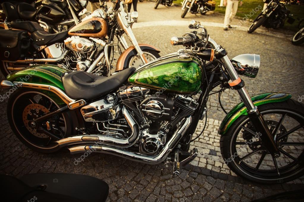 Close up of a high power motorcycle, classic vintage style.