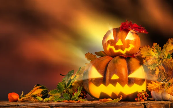Calabaza de Halloween, Jack-o-linterna, de cerca . — Foto de Stock