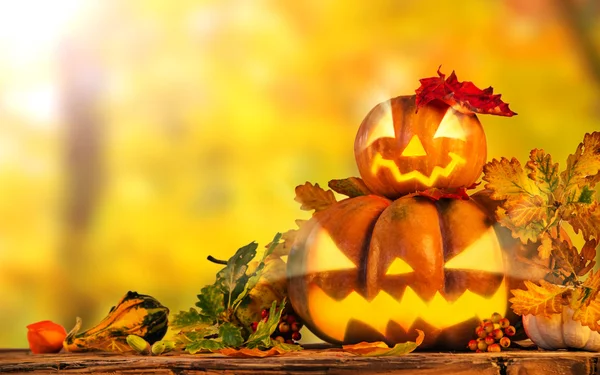 Halloween pumpa, jack-o-lantern, närbild. — Stockfoto