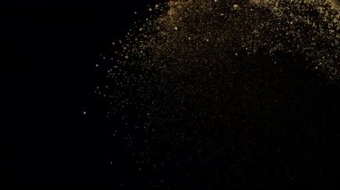 Uçan Toprağın Süper Yavaş Çekimi, Siyah Arkaplanda İzole Edilmiş, Yüksek Hız Sinema Kamerasında 1000 FPS 'de Çekilmiş