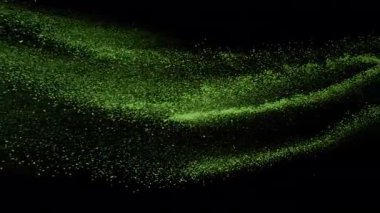 Uçan Yeşil Kibrit Tozu 'nun Süper Yavaş Çekimi, Siyah Arkaplan' da izole edilmiş, Yüksek Hız Sinema Kamerası 'nda 1000 FPS' de çekilmiştir.