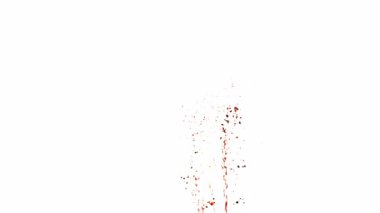 Süper Yavaş Çekimde Kan Sıçrıyor. Beyaz Arka plan 'da izole edilmiş. Soyut Leke Oluşturan Kan Damlacıklarının Yüksek Hızda Sinematik Çekimi