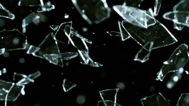 Dondurma Hareketi Kırılan Gerçek Cam Çekimi Siyah Arkaplanda İzole Edildi