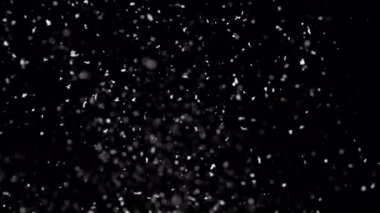 Siyah zemine düşen doğal karın süper yavaş çekimi. 300 fps hızla yüksek hızlı sinema kamerasında çekilmiştir..