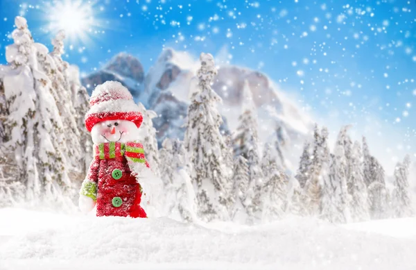 Kerstmis achtergrond met sneeuwpop — Stockfoto