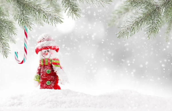 Christmas background with snowman — Stock Photo, Image