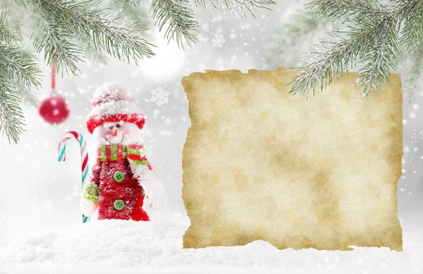 Weihnachten Hintergrund mit Schneemann — Stockfoto