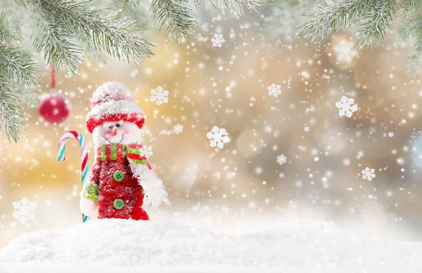 Fondo de Navidad con muñeco de nieve — Foto de Stock