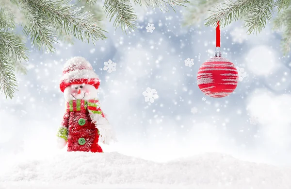 Christmas background with snowman — Stock Photo, Image