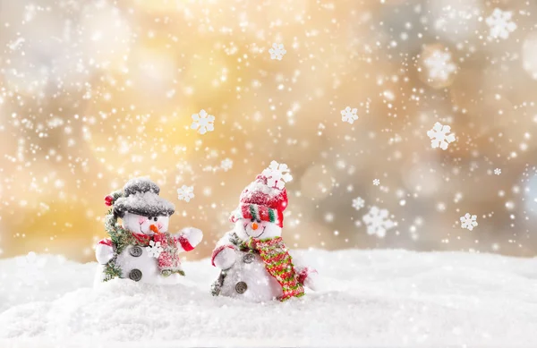 Kerstmis achtergrond met sneeuwpop — Stockfoto