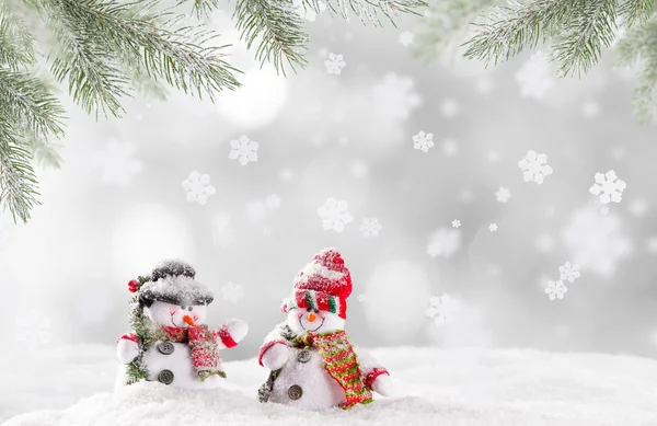 Weihnachten Hintergrund mit Schneemann — Stockfoto