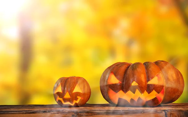 Abóbora de Halloween, jack-o-lanterna, close-up . — Fotografia de Stock