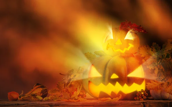 Calabaza de Halloween, Jack-o-linterna, de cerca . — Foto de Stock