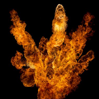 Siyah arkaplanda yangın patlaması