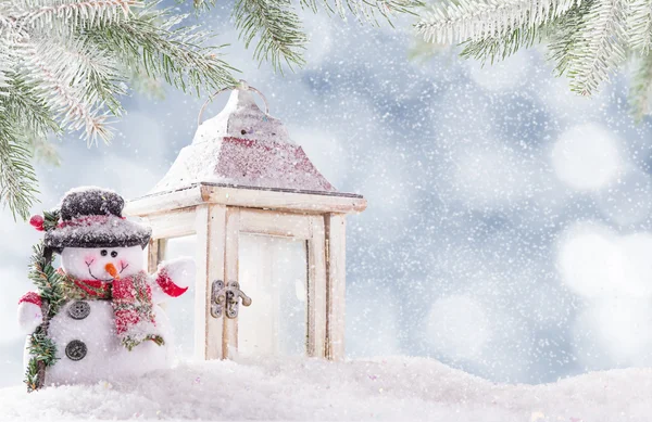 Christmas background with snowman — Stock Photo, Image