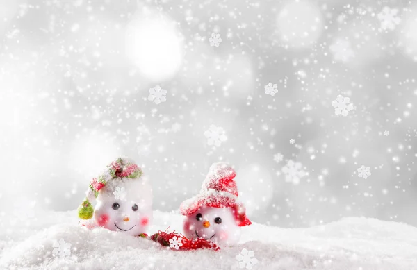 Jul bakgrund med snögubbe — Stockfoto