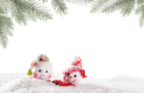 Jul bakgrund med snögubbe — Stockfoto