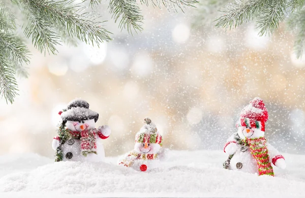 Weihnachten Hintergrund mit Schneemann — Stockfoto