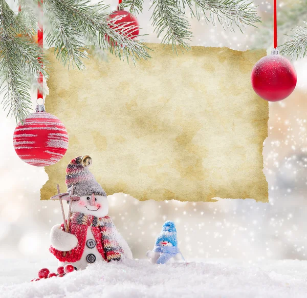 Christmas background with snowman — Stock Photo, Image