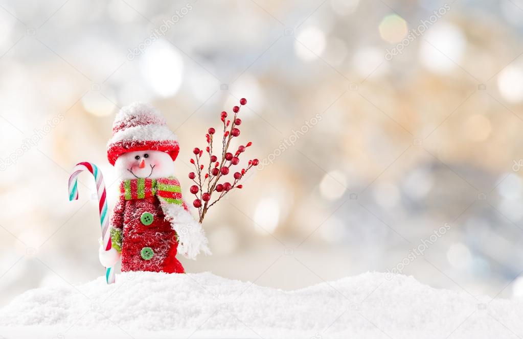 Christmas background with snowman