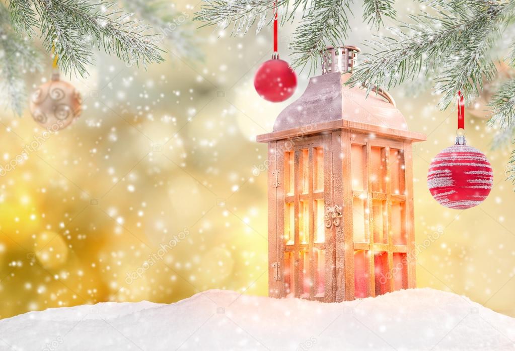 Christmas background with lantern