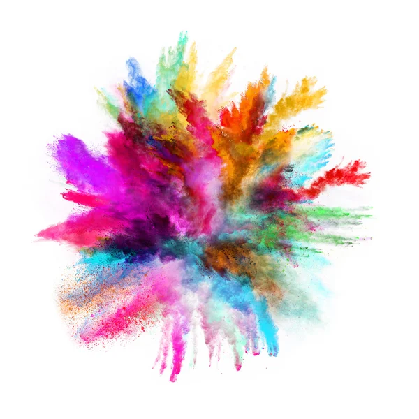 Launched colorful powder on black background — Stock Photo, Image