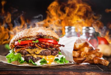 Ev yapımı hamburger Close-Up