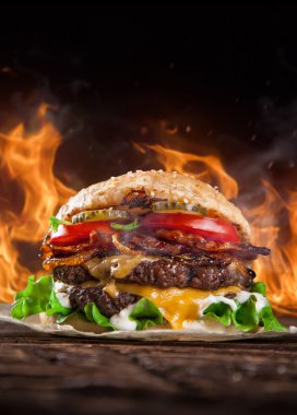 Ev yapımı hamburger Close-Up