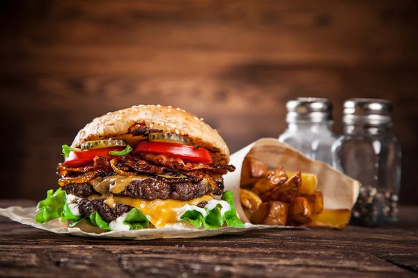 Közeli kép a házi hamburger — Stock Fotó