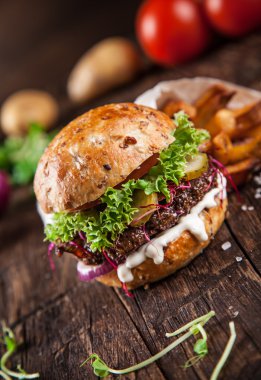 Ev yapımı hamburger Close-Up