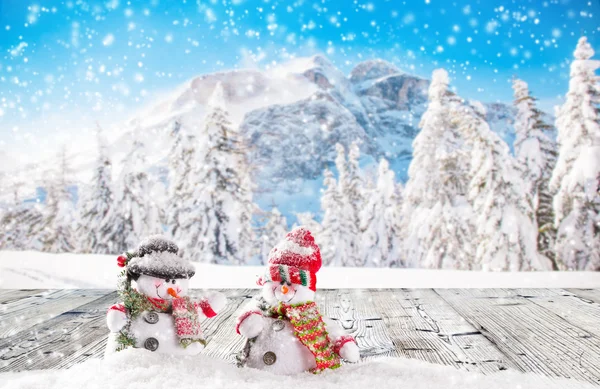 Weihnachten Hintergrund mit Schneemann — Stockfoto