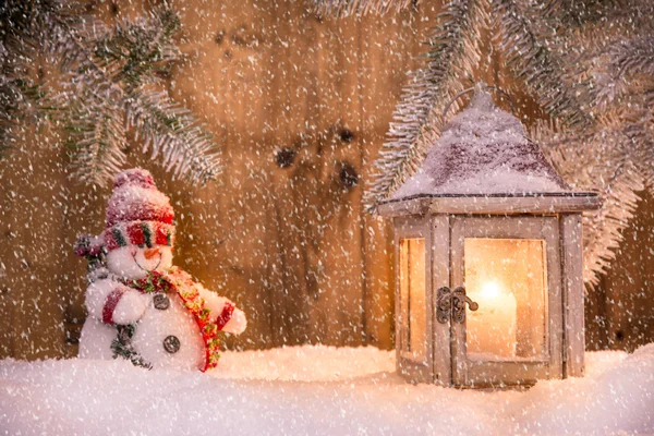 Fondo de Navidad con muñeco de nieve — Foto de Stock