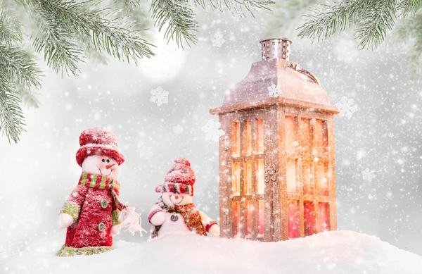 Christmas background with snowman — Stock Photo, Image