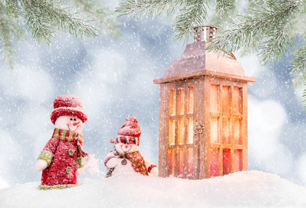 Christmas background with snowman — Stock Photo, Image