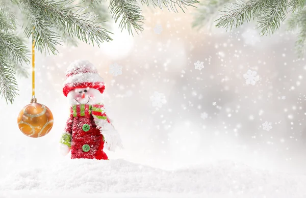 Weihnachten Hintergrund mit Schneemann — Stockfoto