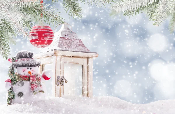 Christmas background with snowman — Stock Photo, Image