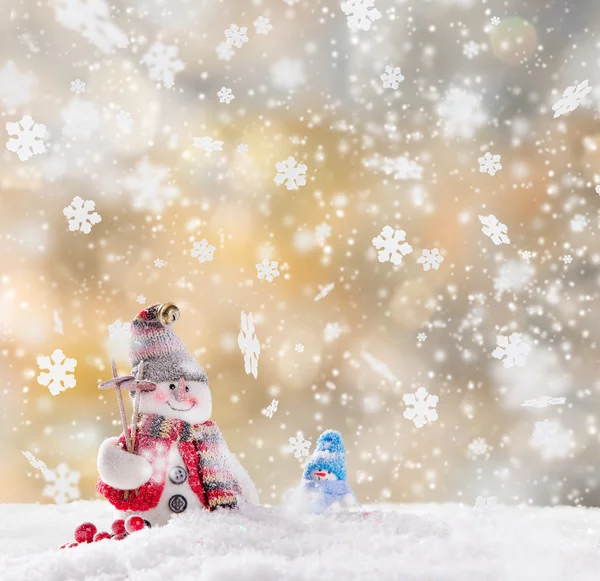 Kerstmis achtergrond met sneeuwpop — Stockfoto