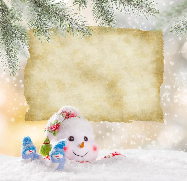 Christmas background with snowman — Stock Photo, Image