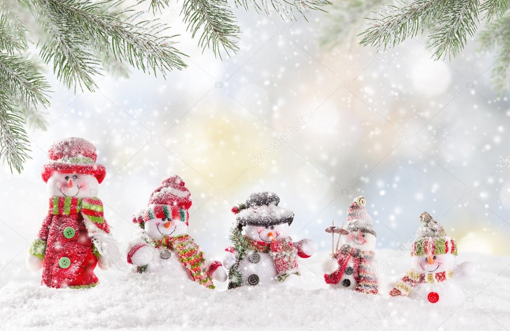 Kerstmis achtergrond met sneeuwpop — Stockfoto © Kesu01 90147432