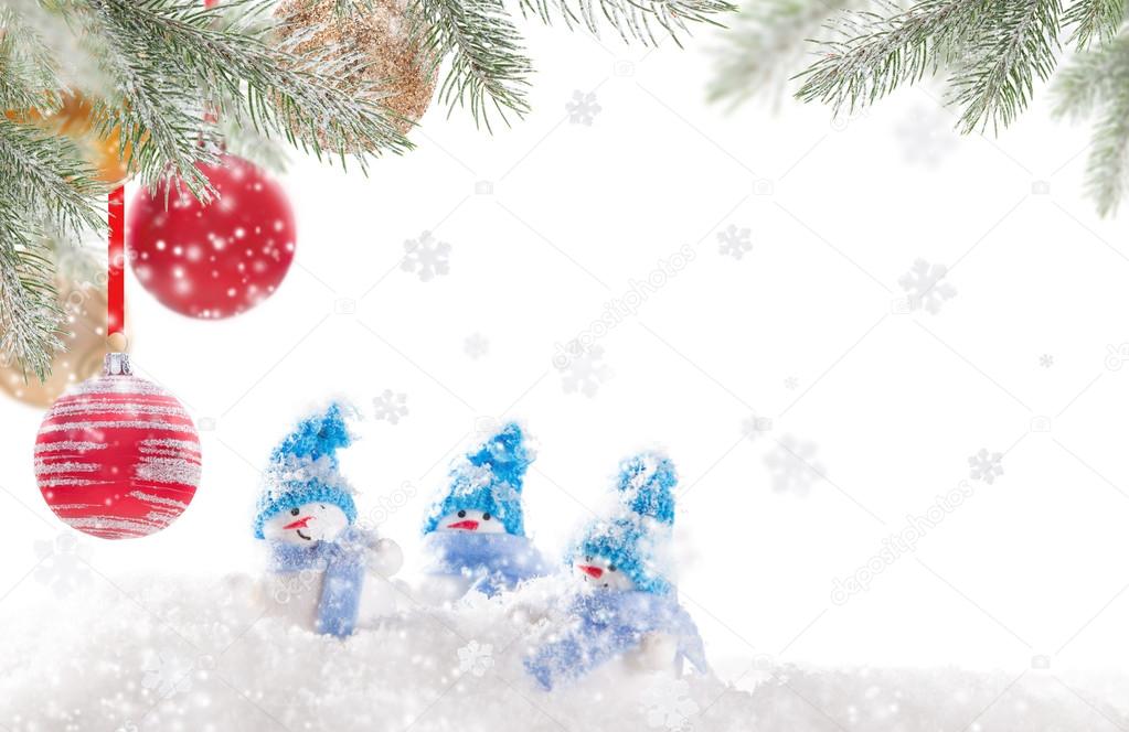 Christmas background with snowman