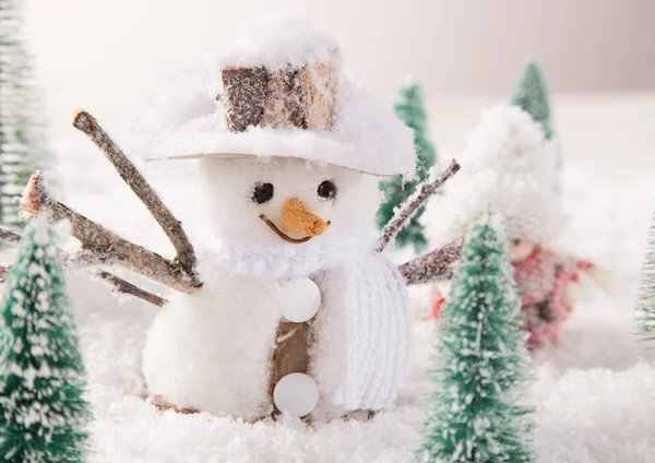 Christmas background with snowman — Stock Photo, Image