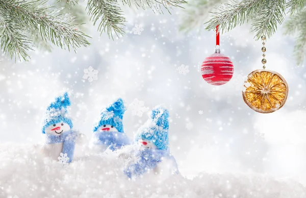 Fundo de Natal com boneco de neve — Fotografia de Stock