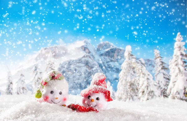 Sfondo di Natale con pupazzo di neve — Foto Stock