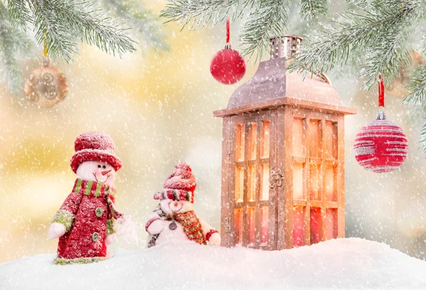 Julebaggrund med lanterne - Stock-foto