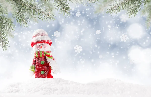 Weihnachten Hintergrund mit Schneemann — Stockfoto