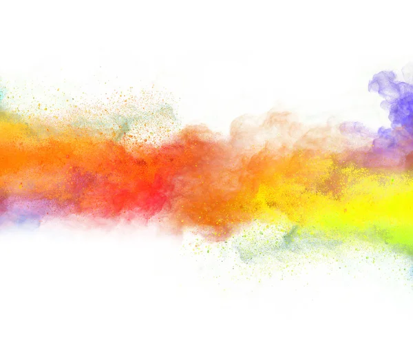 Launched colorful powder on black background — Stock Photo, Image