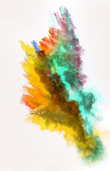 Launched colorful powder on black background — Stock Photo, Image