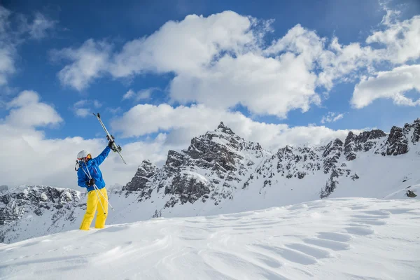 Skier in high mountains — Stock Photo, Image
